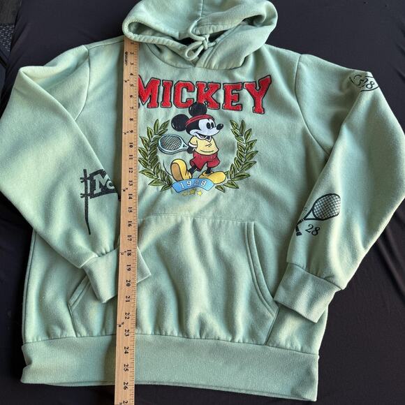 Disney Mickey Mouse Hoodie Mens Medium Sage Green Tennis Graphic 1928 Pullover - Picture 8 of 8